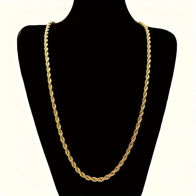 2 Piece Set 4mm Unisex 18K Golden Plated Necklace and Bracelet