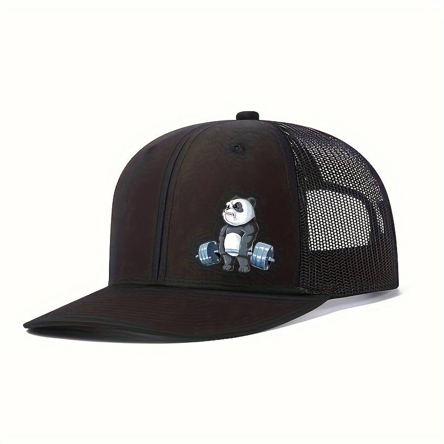 Panda-Themed Breathable Polyester Baseball Cap Adjustable Snapback With Knitted Craftsmanship