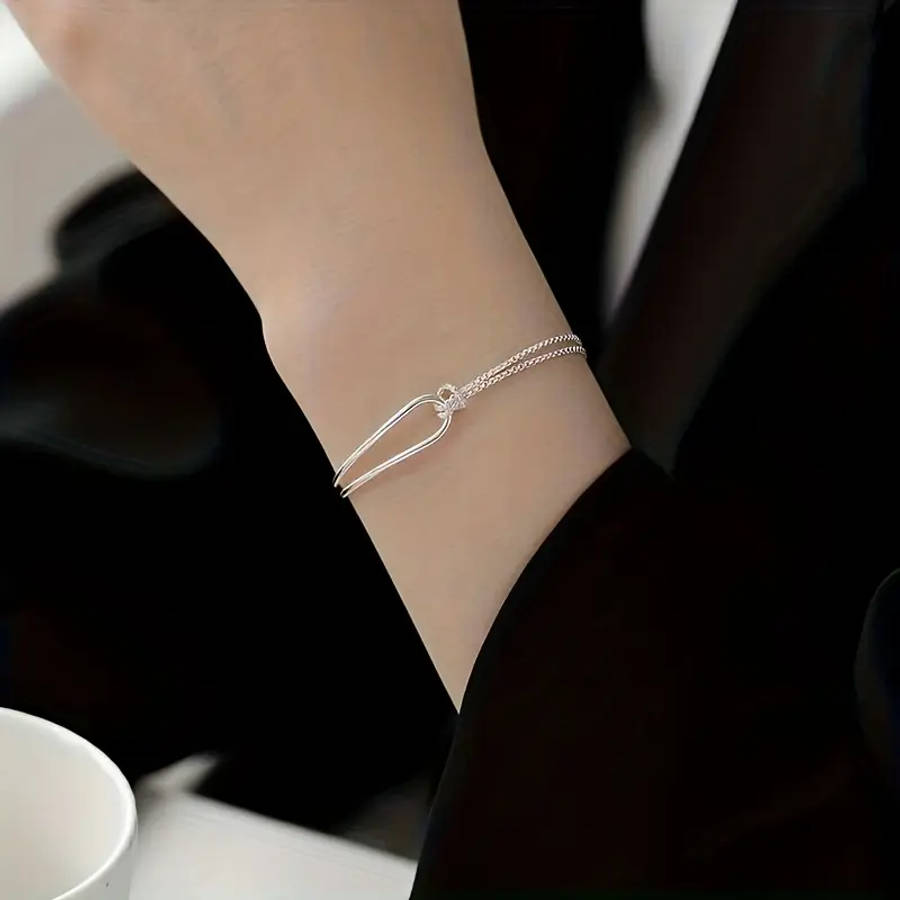 925 Silver Elegant New Minimalist Geometric Collage Bracelet