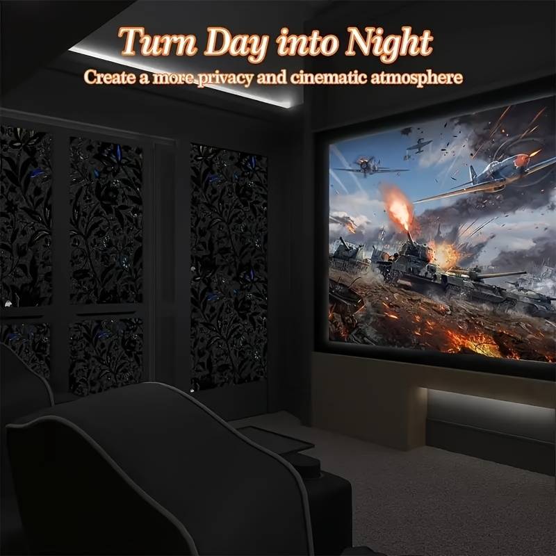 1pc Black Size 60cmx300cm 23.6inx118.1in Door And Window Stickers