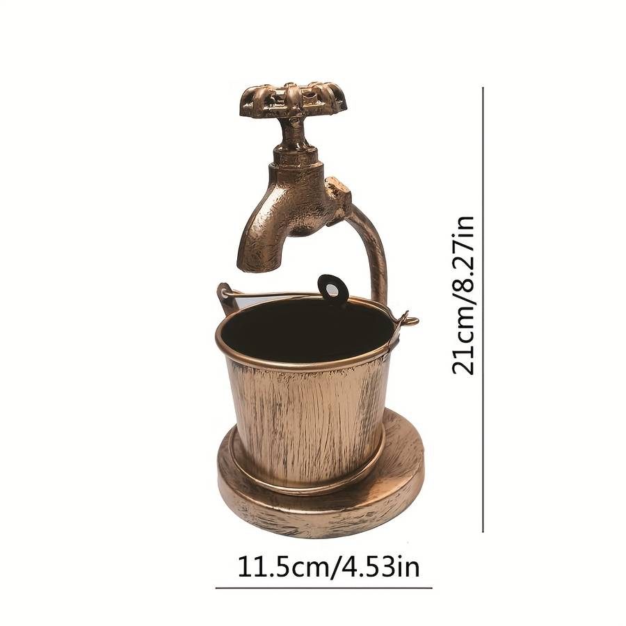 1pc Vintage Wrought Iron Ashtray with Faucet Design Elegant Home Office and Bar Decor Accessory