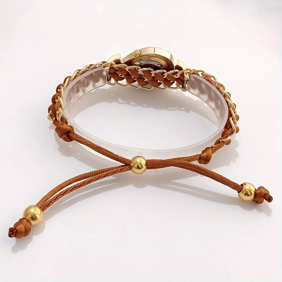 1pc Elegant Ladies' Quartz Wrist Watch with Rhinestone Embellishment Round Zinc Alloy Case and Braid