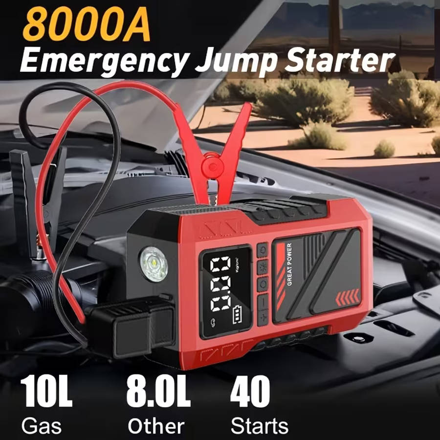 Heavy Duty 9 in 1 Emergency Car Jump Starter and Tyre Inflator