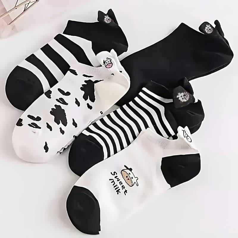 5 Pairs Of Mixed Colors One Size High Elastic Socks