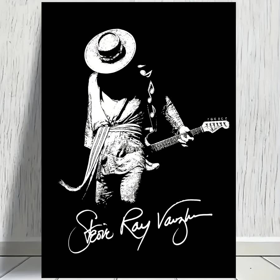 1pc Stevie Ray Vaughan Canvas Poster 30.48x45.72 cm Frameless Guitarist Art Print Black White