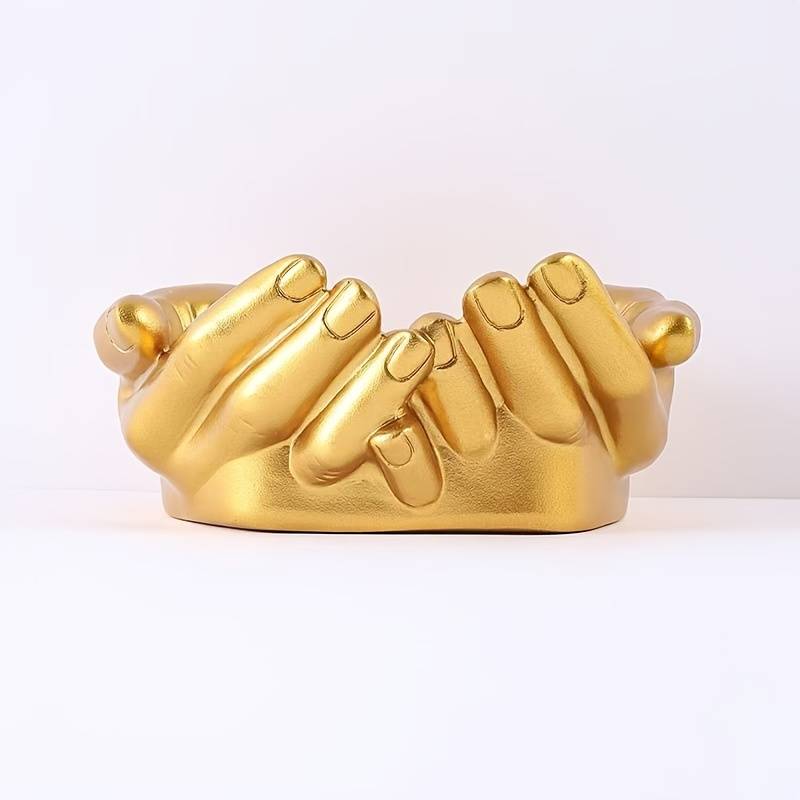 1pc Elegant Golden Hand-Shaped Resin Ashtray with Colorful Macaron Display Abstract Wall-Mounted