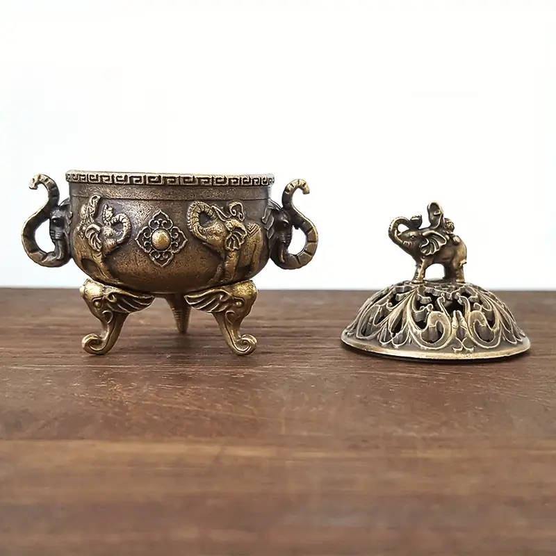 Elegant Metal Elephant Tea Ceremony Incense Burner