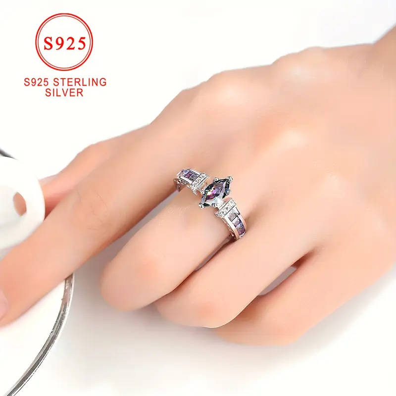 925 Silver Horse-Shaped Colorful Cubic Synthetic Zirconia Ring