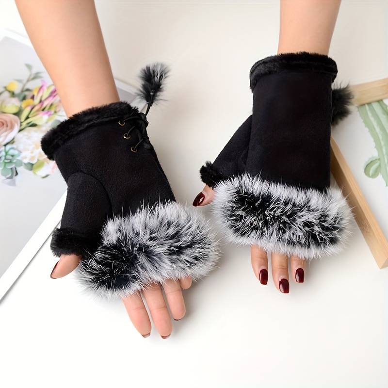 1 Pair Black Warm Gloves