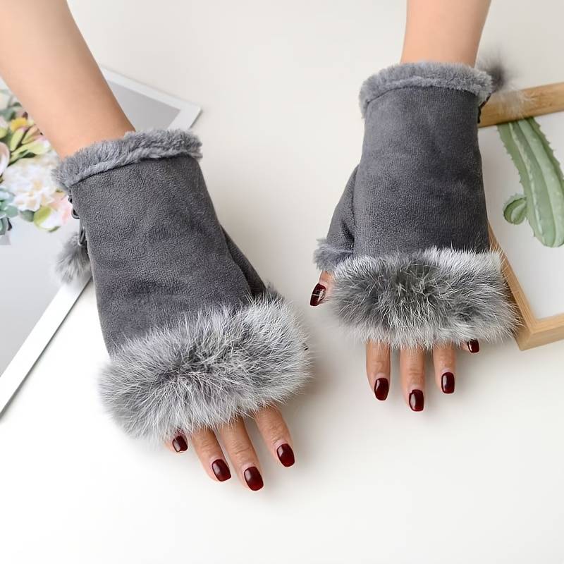 1 Pair Black Warm Gloves