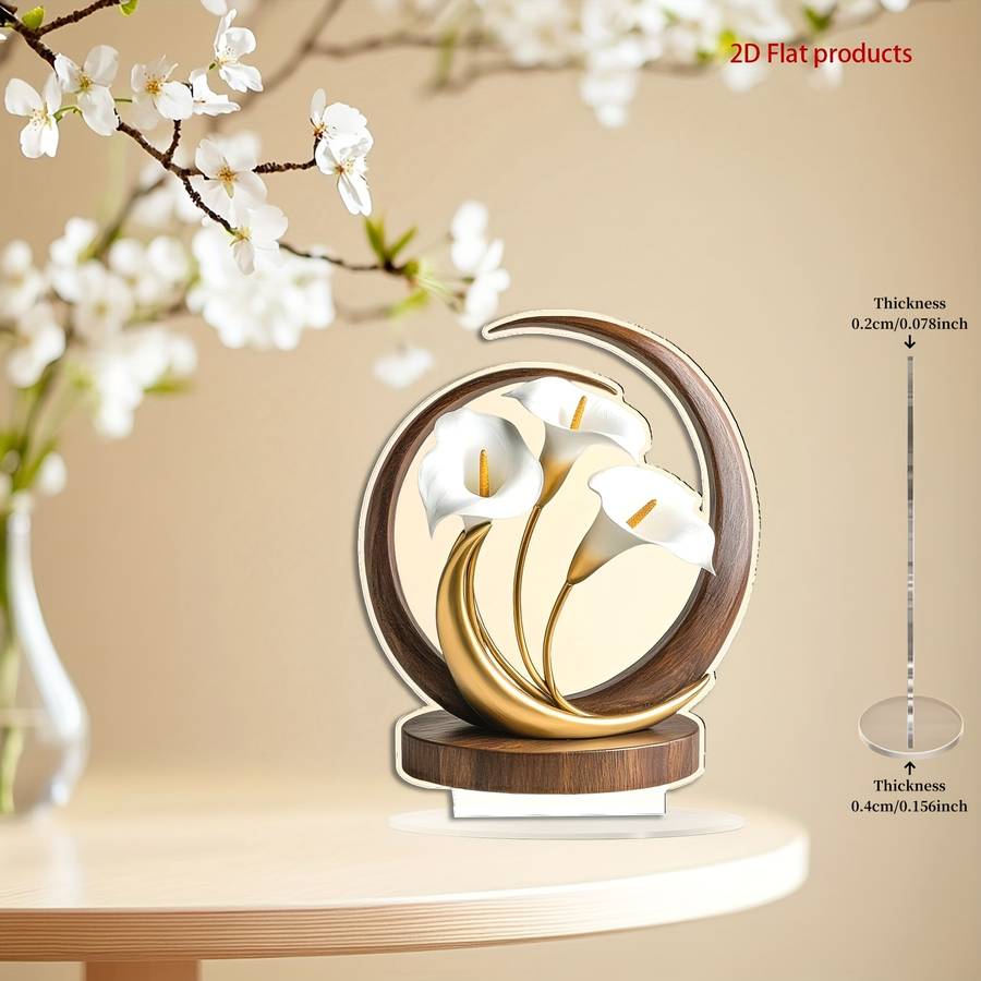 1pc 2D Flat   White for Lotus Themed  Acrylic Decoration Suitable for Living Room K
