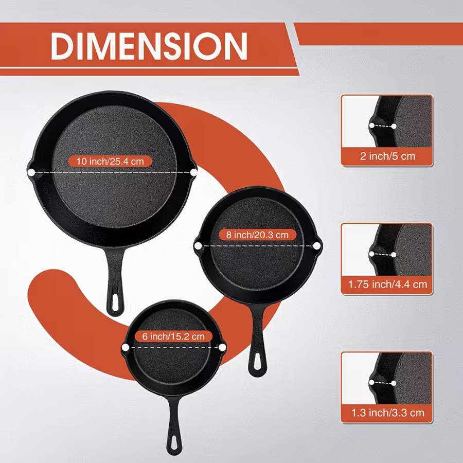 3pcs Cast Iron Skillet Set