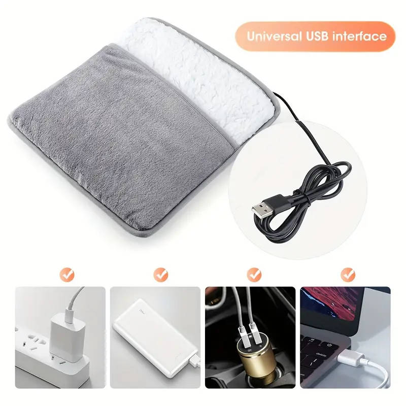 1pc USB-Powered Electric Foot Warmer Washable Flannel Heating Pad for Cozy Home Comfort