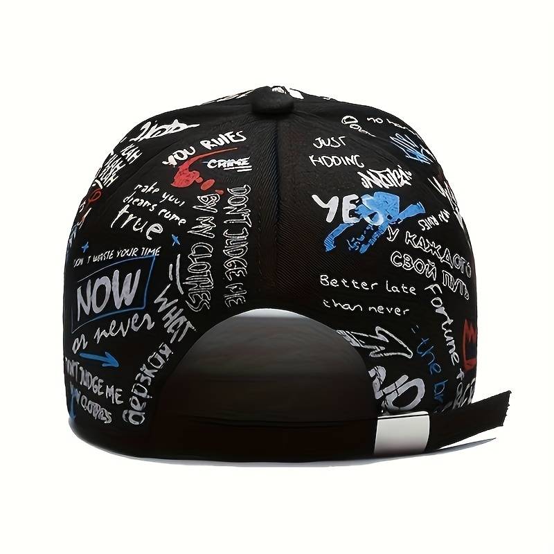 1pc Graffiti Print Hip-Hop Baseball Cap 100% Polyester Lightweight Party Hat with PVC Coating Non