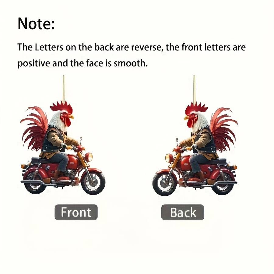 1pc 2D Flat    Acrylic Chicken Motorcycle Decoration Universal Holiday Decor No Electr