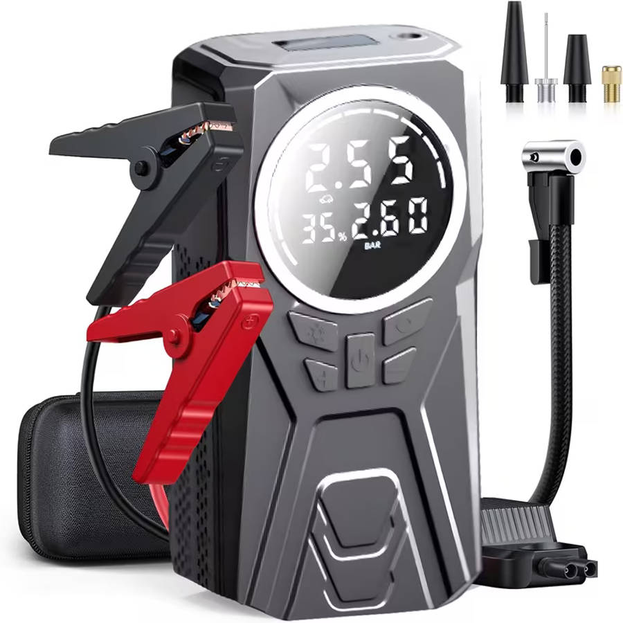 Heavy-Duty Car Emergency Booster - Tire Inflator and Jump Starter