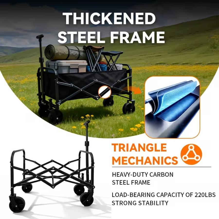 Folding Wagon Stainless Steel Trolley