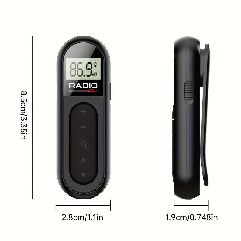 1Pc Portable Fm Radio With Clip Rechargeable Mini Size Suitable For Meetings Tours Horse Racing And