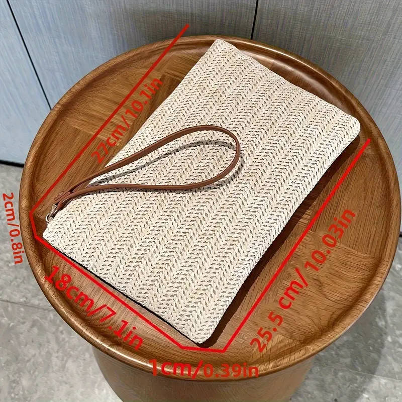 Straw Woven Clutch Bag, Trendy Braided Waist Purse