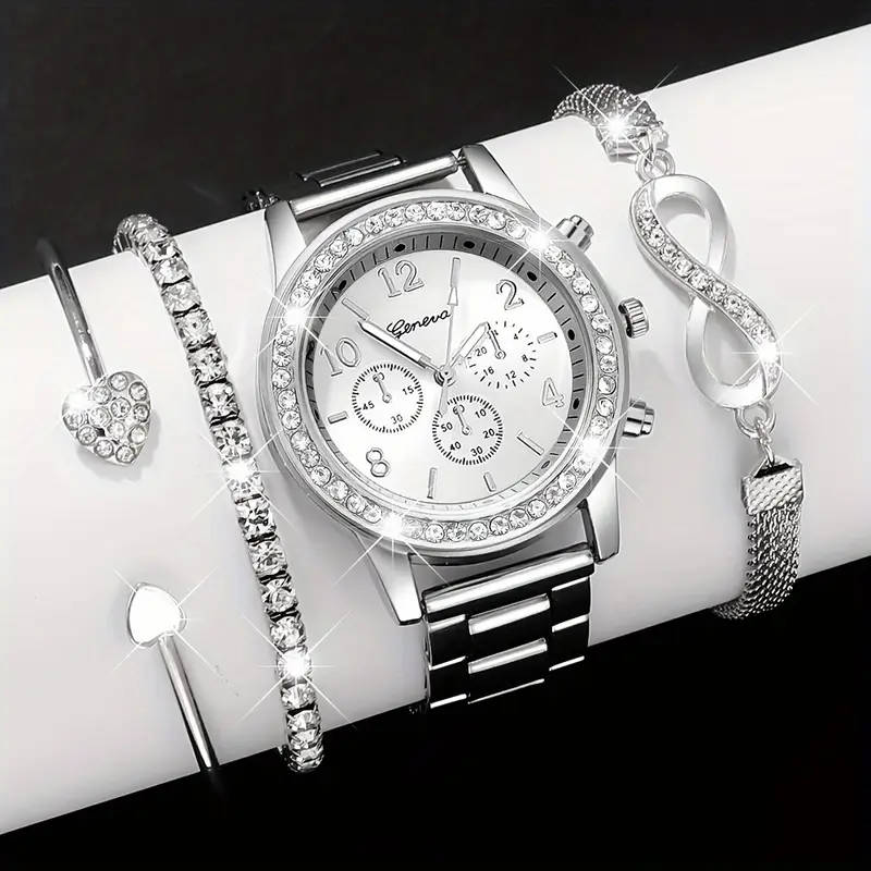 4 Pieces Of Elegant Women's Steel Band Quartz Watches