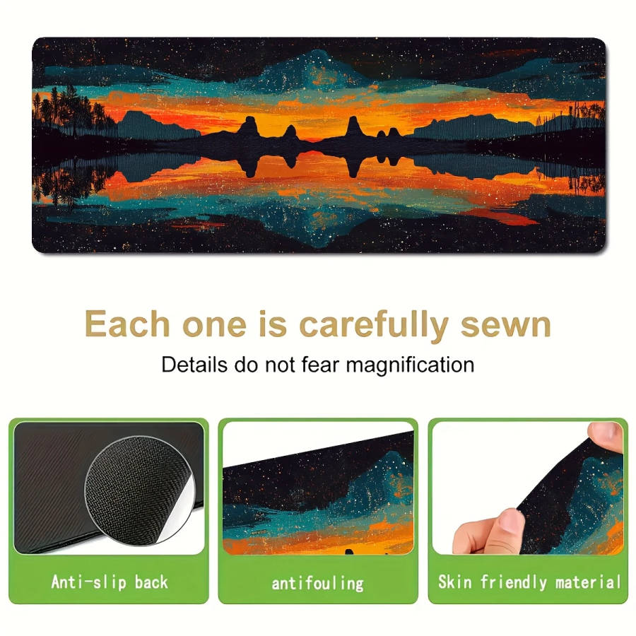 1pc 30x80cm Abstract Mountain and Starry Sky Gaming Mouse Pad