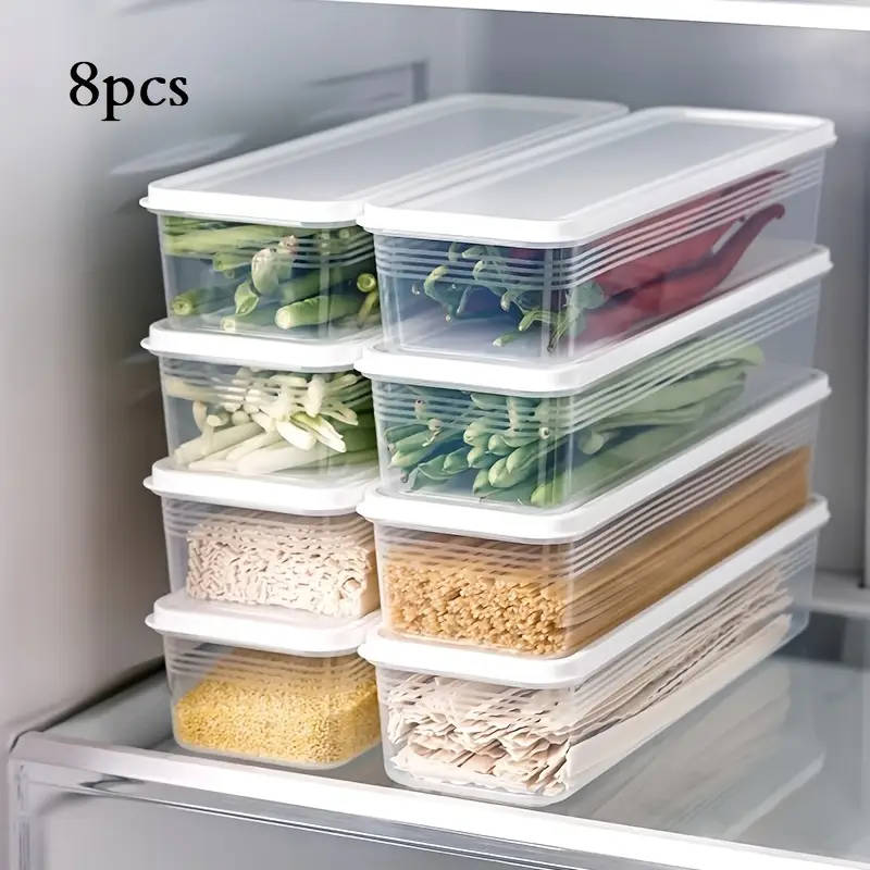 8-Piece Food Grade Rectangular Storage Containers with Lids