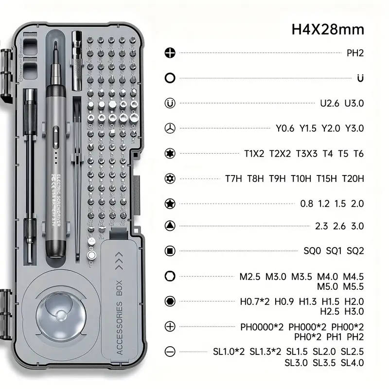 68in1 Cordless Electric Screwdriver Set with 65 Magnetic Precision Bits USB Powered Rechargeable
