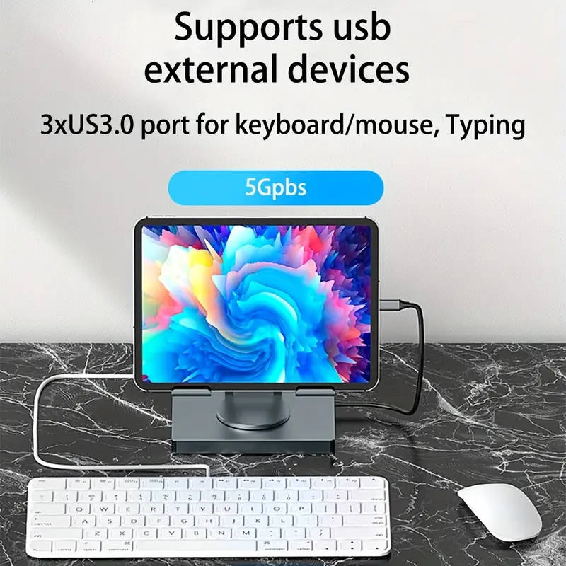 Multifunction Type C Docking Station and Adjustable Aluminum Tablet and Laptop Stand