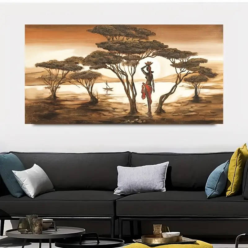 1pc African Sunset Abstract Canvas Wall Art 59.99 x 119.99cm Frameless Large Canvas Painting Modern