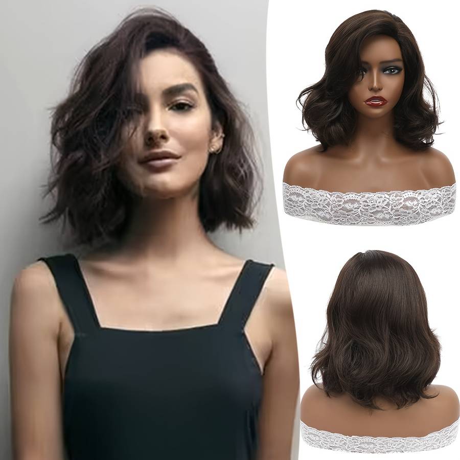 1Pc Brown Gradient Light Golden 30.48cm Fashion Design Wig