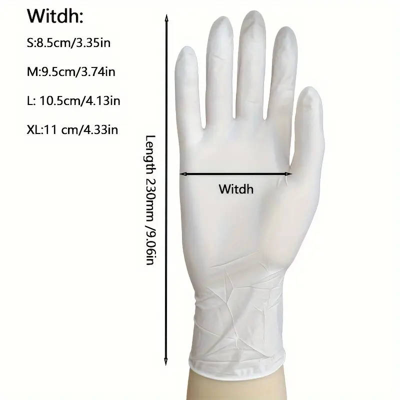 20pcs White Disposable Nitrile Gloves Latex Free Gloves Size L Durable Household Cleaning Gloves