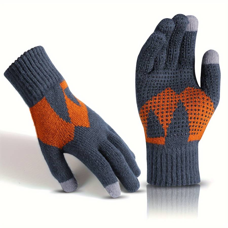 1 Pair L Style Navy Blue Warm Gloves