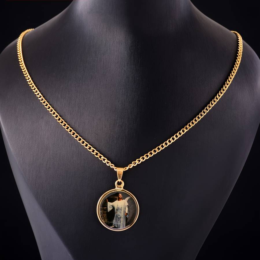 1 Piece Golden style 2 Jesus Theme Pendant