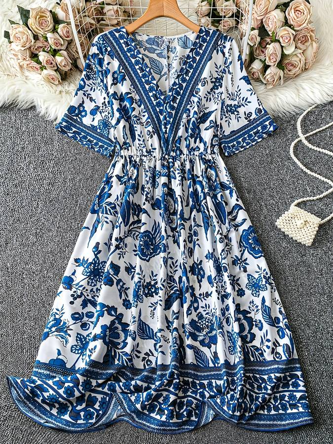 Women S Dress Color Blue Size 5Xl
