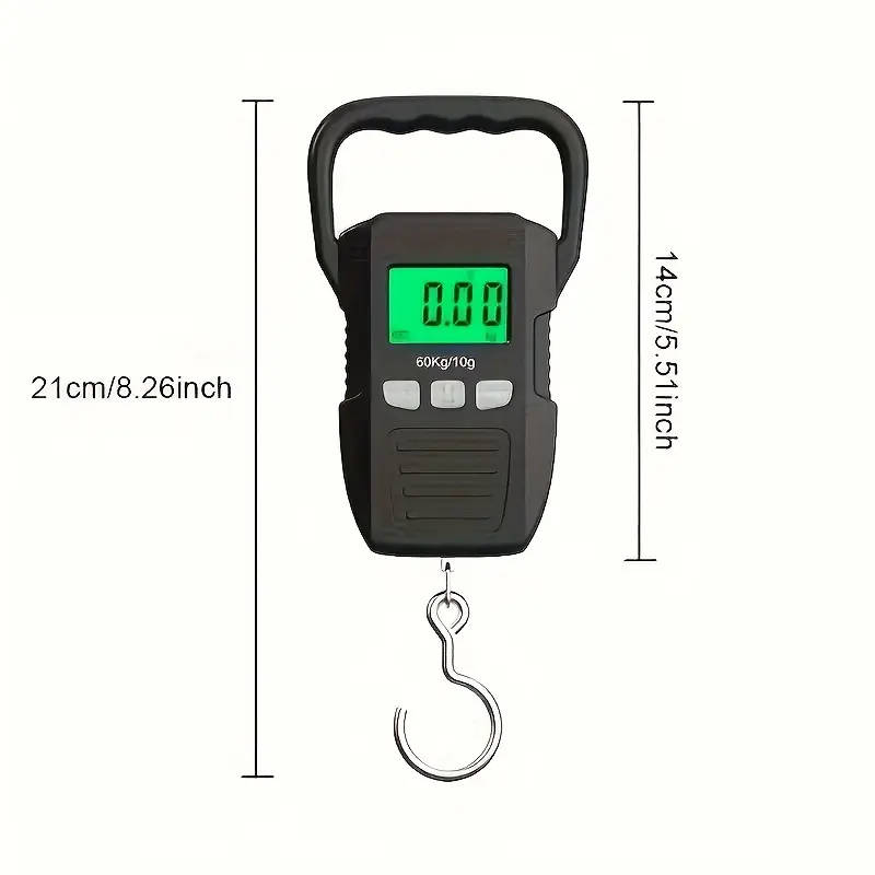 1pc Durable Digital Hanging Scale with Large Backlit LCD Display 60kg Capacity Ideal for Fishing Lug