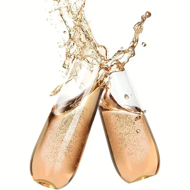 6 Piece Elegant Champagne Flutes - Reusable, Recyclable Plastic, Stemless & Shatterproof Glasses