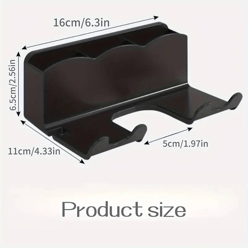 1pc Wall-Mounted Hair Dryer Holder with Storage Shelf Plastic Hanging Shelf for Bathroom No-Drill In