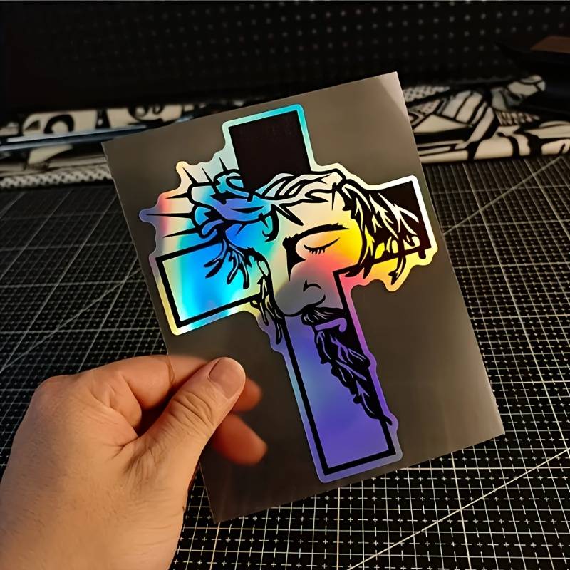 1pc Laser Jesus Christian Themed Stickers