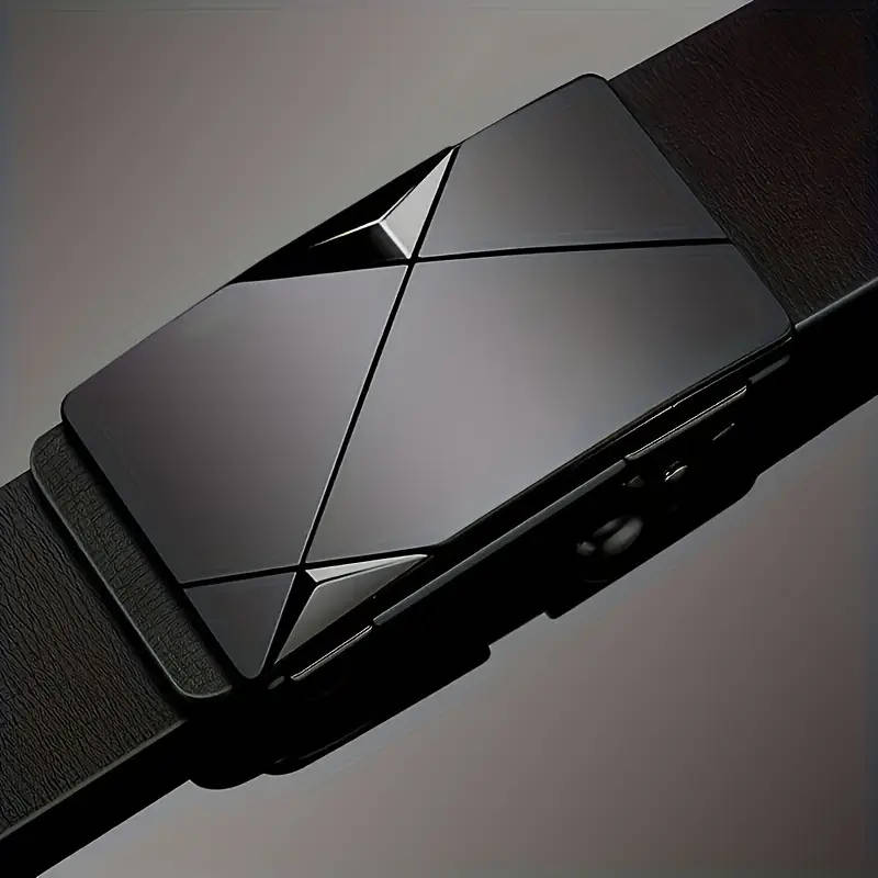 Men's Leather Automatic Buckle Belt Golden 110cm
