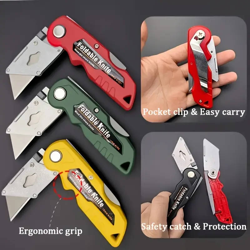2-Piece Multi-Function Folding Utility Knife Set Black+Red