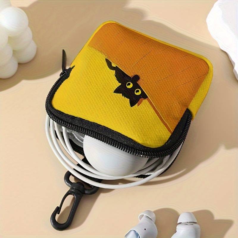 1pc Cat Print Pattern Large Capacity Coin Wallet Digital Printing Coin Wallet Storage Bag Multifun