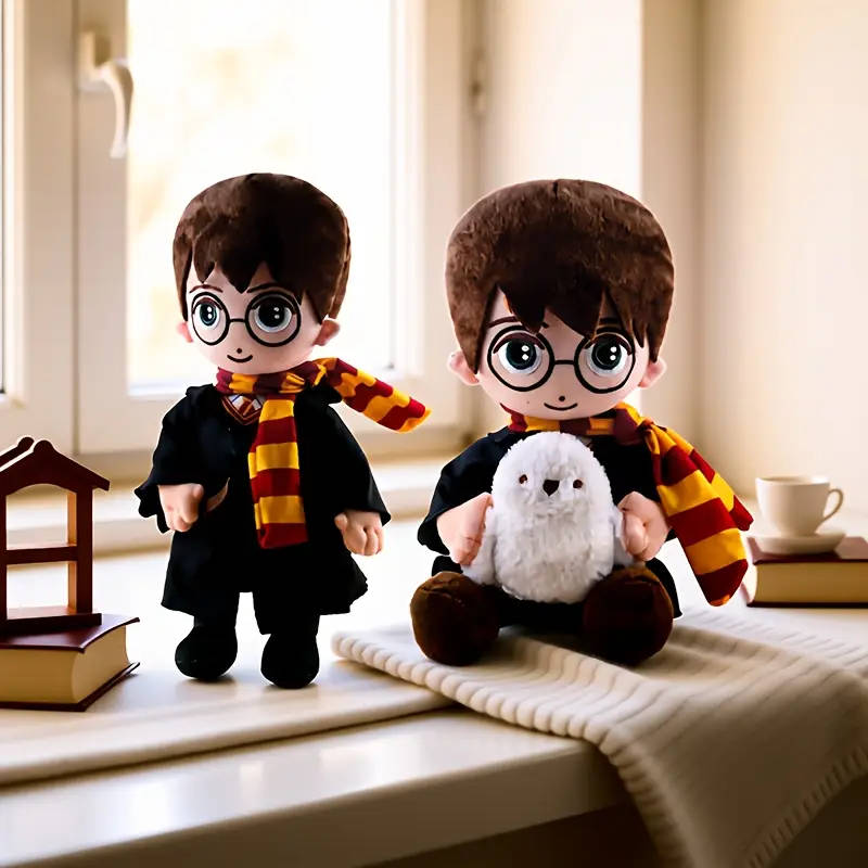 Harry Potter hugging Hedwig plush