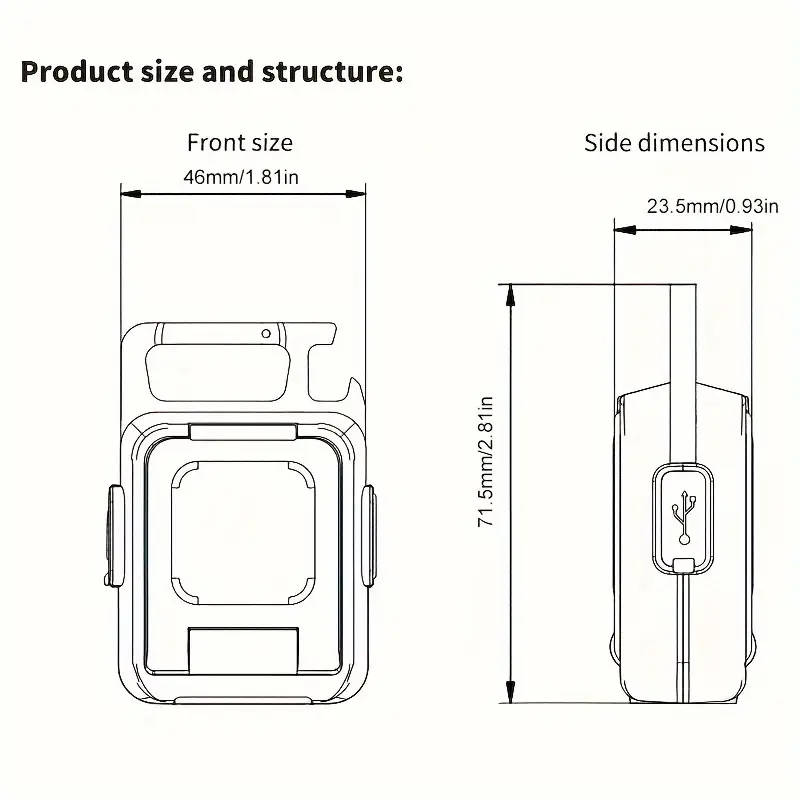 1pc LED Keychain Flashlight USB Rechargeable Multifunctional Portable Torch