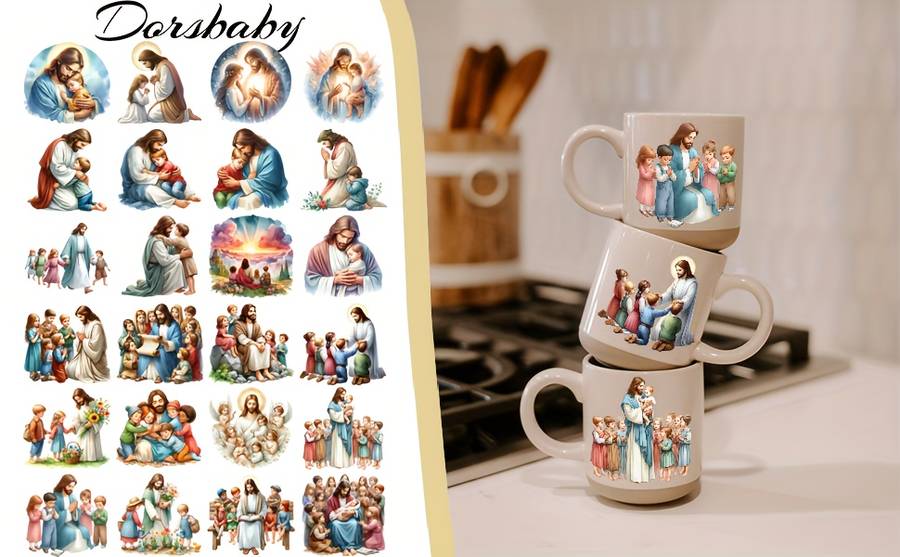 24PCS 1SET Jesus with Kids Jesus Christian Themed Stickers