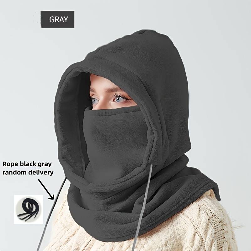 1pc Windproof Reversible Beanie Neck Gaiter Reversible Knit Beanie with Integrated Neck Gaiter