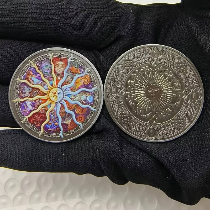 12 Zodiac Signs Colorful Coin with Capsule 40MM Wide