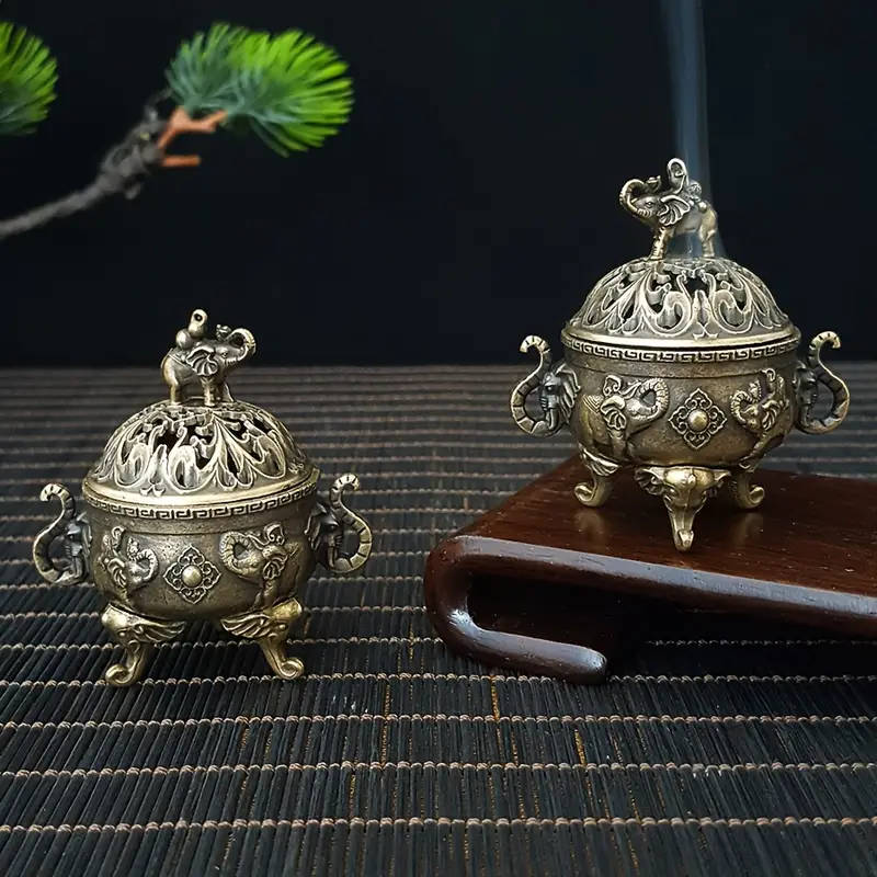 Elegant Metal Elephant Tea Ceremony Incense Burner