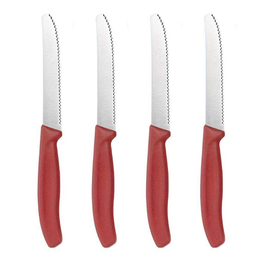 4pcs Premium Stainless Steel Knife Set Sharp Corrugated Edge for Easy Cutting Ergonomic Han