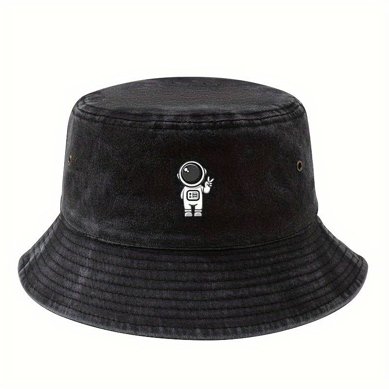 1pc MAKEFGE Men's Fashionable Astronaut Cartoon Bucket Hat Soft Top Sun Protection Casual Outdo
