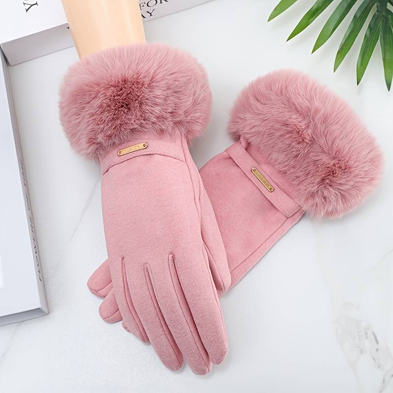 1 Pair Black Warm Gloves
